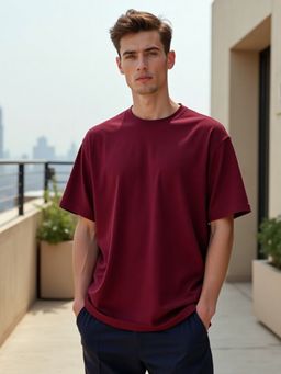 Nobero - Oversized T Shirts For Men - Maroon