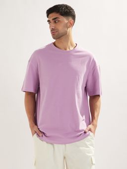 Nobero - Men Oversized Popcorn Textured T-shirts - Lavender