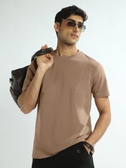 Nobero - Men Premium Cotton Solid 240 GSM T-shirt - Brown