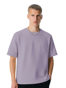 Nobero - Men Textured Half Sleeves T-shirt - Purple