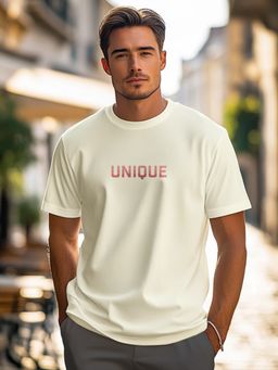 Nobero - Men Regular Fit Typography T-shirt - Beige