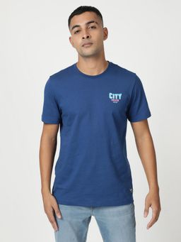 Lee - Men Printed Blue Crew Neck T-Shirt (Regular)