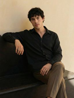 Dennis Lingo - Black Relaxed Fit Linen Blend Shirt