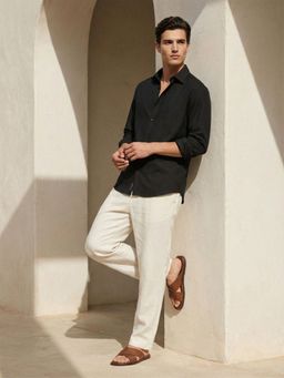 Dennis Lingo - Black Relaxed Fit Linen Blend Shirt