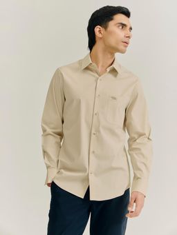 Andamen - Beige Men Cotton Elastane Regular Fit Shirt