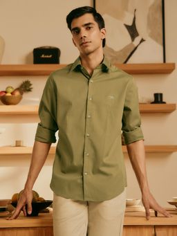 Andamen - Olive Men Pure Cotton Twill Regular Fit Shirt