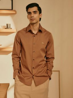 Andamen - Brown Men Pure Cotton Twill Regular Fit Shirt