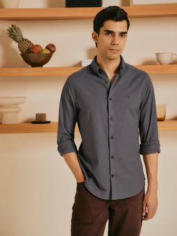 Andamen - Grey Men Cotton Elastane Oxford Regular Fit Shirt