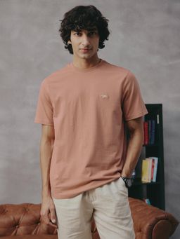 Andamen - Peach Men Compact Cotton Crew Neck T-shirt