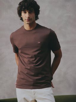 Andamen - Brown Men Cotton Blend Crew Neck T-shirt