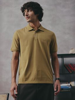 Andamen - Olive Men Compact Cotton Regular Fit Polo T-shirt