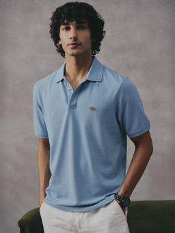 Andamen - Blue Men Cotton Blend Pique Polo T-shirt
