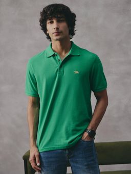 Andamen - Green Men Cotton Blend Pique Polo T-shirt