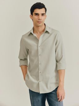 Andamen - Green Men Pure Cotton Dobby Slim Shirt