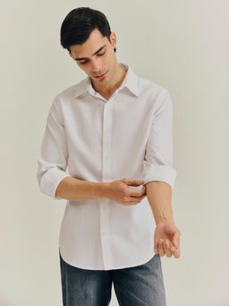 Andamen - White Men Pure Cotton Dobby Slim Shirt