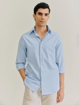 Andamen - Blue Men Pure Cotton Twill Slim Shirt