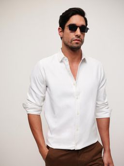 Dennis Lingo - White Regular Fit Spread Collar Oxford Shirt