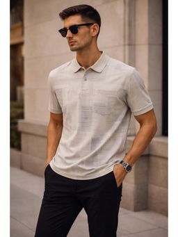 Parcel Yard - Green Stylized Sleeve Print Half Sleeve Solid Polo Cotton T-Shirt For Men