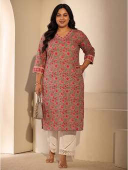 Extra love by Libas - Women Green Printed Cotton Kurta