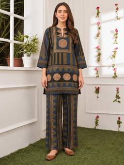 Autumnlane - Women Multi-Color Printed Cotton Kurta with Pant