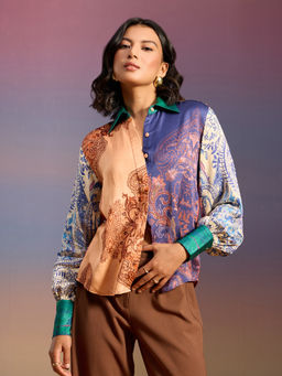 RSVP by Nykaa Fashion - Multi-Color Paisley Printed Full Sleeves Classic Satin Shirt