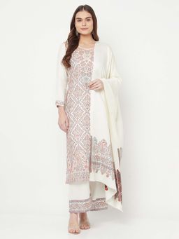 Safaa - Green Woven Woollen Unstitched Dress Material (Set of 3)