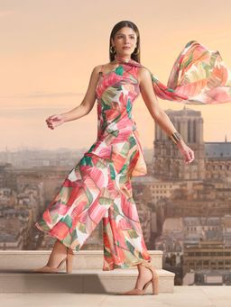 W - Multicolor Tropical Floral Printed Georgette Co-Ord Set