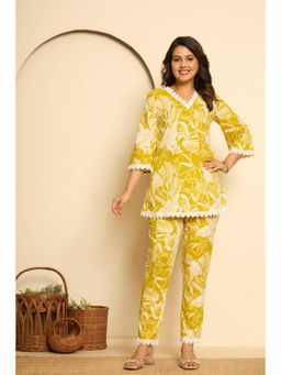 Kasya - Lime Green Cotton Printed Co-Ord (Set of 2)