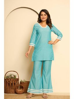 Kasya - Blue Cotton Co-Ord (Set of 2)