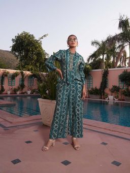 BulBul - Aneri Teal Chanderi Co-Ord (Set of 2)