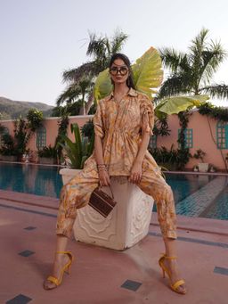 BulBul - Ishika Yellow Chanderi Co-Ord (Set of 2)