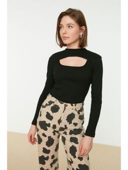 Trendyol - Womens Black Ribbed Top