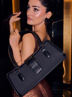 Kazo - Orlin Solid Black Handbag (S)