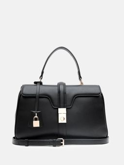 Kazo - Black Harvey Satchel Bag with Detachable Strap (M)