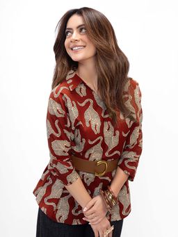 Gerua By Libas - Rust Animal Printed Kurti