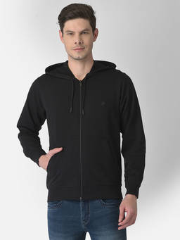 Turtle - Men Black Poly Cotton Heather Solid Hoodie