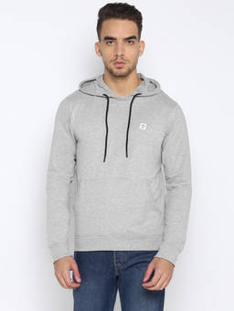 Turtle - Men Grey Polycotton Solid Hoodie