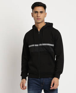 Turtle - Men Black Poly Cotton Hoodie