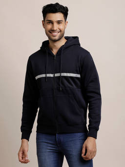 Turtle - Men Navy Blue Poly Cotton Hoodie
