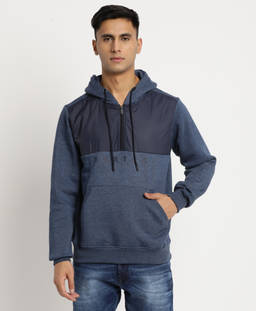 Turtle - Men Navy Blue Poly Cotton Hoodie