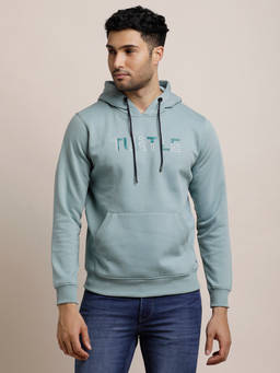 Turtle - Men Green Knitted Ash Solid Hoodie