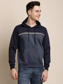 Turtle - Men Navy Blue Cotton Stretch Hoodie