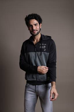 Turtle - Men Black Polyester Hoodie
