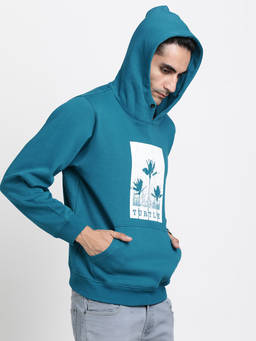 Turtle - Men Blue Knitted Printed Hoodie