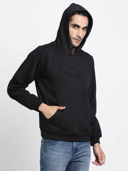 Turtle - Men Black Knitted Solid Hoodie