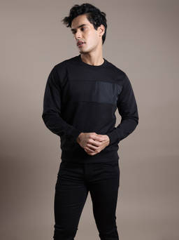 Turtle - Men Black Knitted Round Neck Sweatshirts