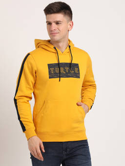 Turtle - Men Yellow Polycotton Solid Hoodie