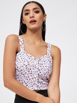Kibo - White Polyester Crop Top