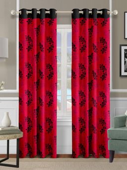 Cortina - Red Polka Print Polyester Window Curtain (Pack of 2)