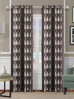 Cortina - Brown Polka Print Polyester Window Curtain (Pack of 2)